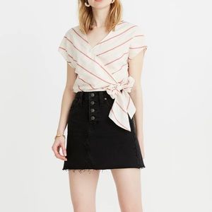 Rigid Denim A-Line Mini Skirt in Lunar Wash: Button-Front Edition